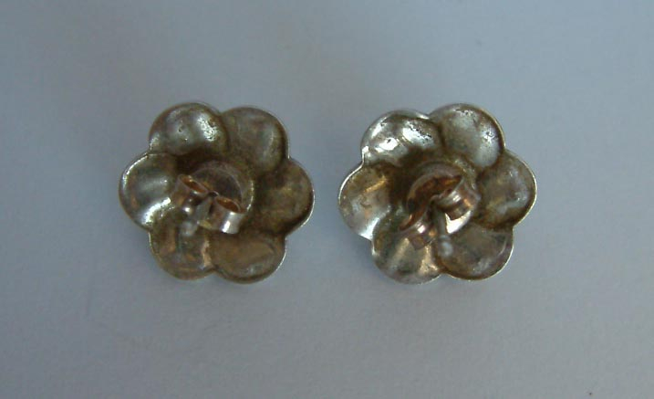 pair vintage .925 sterling silver cultured pearl marcasite earrings pierced ears